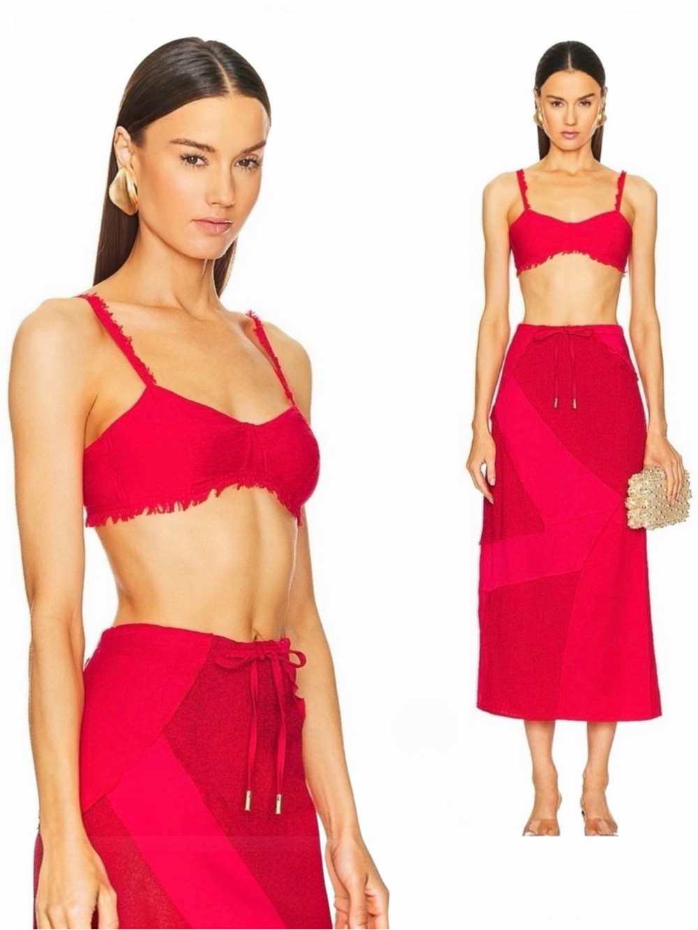 Cult Gaia Eza Fringe-brim Women’s Bralette Cropped Top Bikini Top Lollipop Red